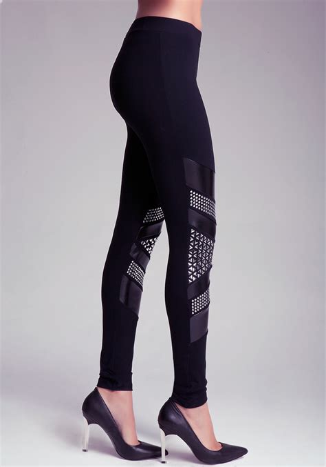 Lyst - Bebe Embellished Liquid Leggings in Black