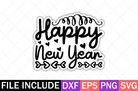 Happy New Year Sticker Design Graphic by DesignBundle · Creative Fabrica