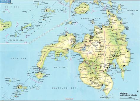 карты : Карта острова Минданао (Mindanao), Филиппины (англ ...