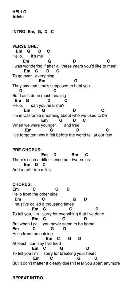 Hello Adele Piano Chords Easy | Music Chord Theory Guitar