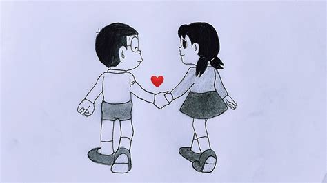 Nobita and Shizuka Love Drawing - Pencil Sketch / How to draw nobita ...