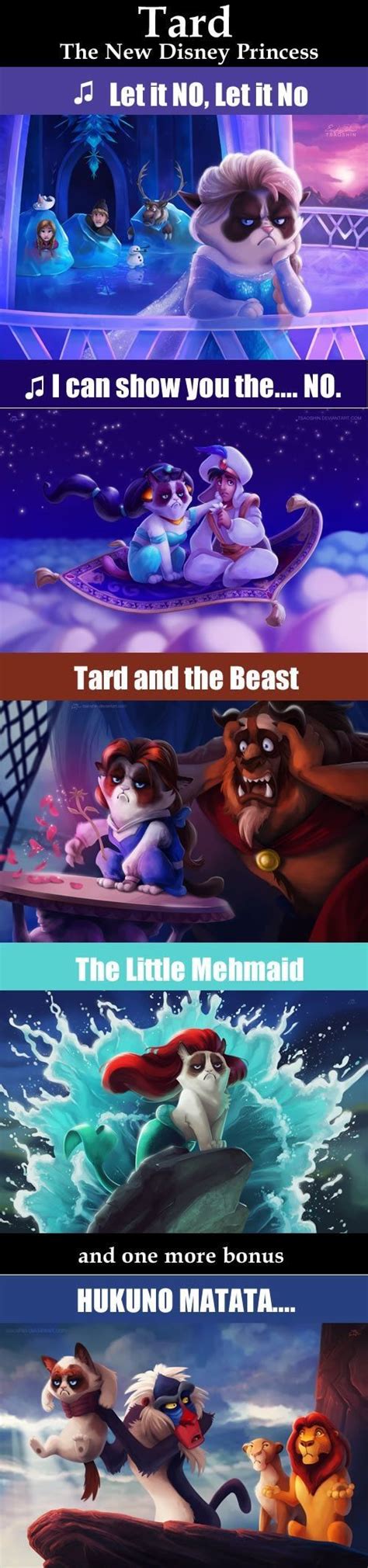 Grumpy cat as certain Disney characters | Funny grumpy cat memes ...