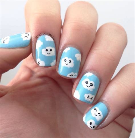 Kawaii Clouds nail art by NailThatDesign - Nailpolis: Museum of Nail Art