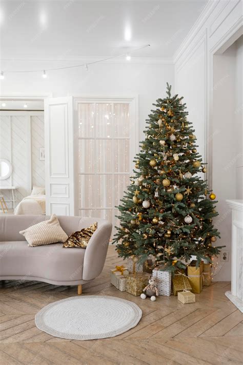 Premium Photo | Interior of a room with a Christmas tree