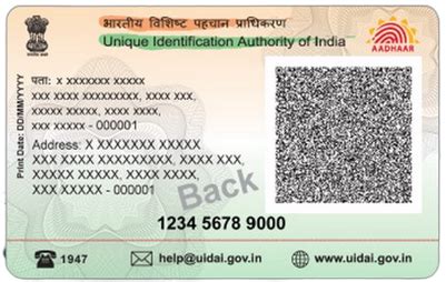 Aadhar Card Back Side Image