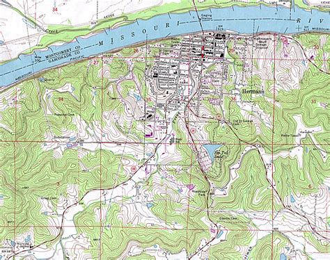 1Up Travel - Maps of Missouri.Hermann [Topographic Map] original scale 1:24,000 U.S.G.S. 1974 ...