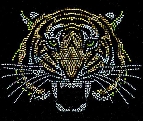 Tiger Face Front 5 Color Rhinestone Transfer (5 templates) - Texas ...