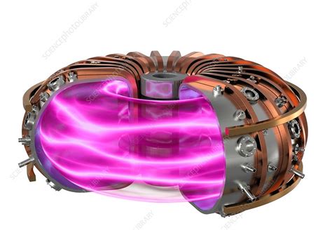 Tokamak fusion reactor, illustration - Stock Image - C050/8974 - Science Photo Library