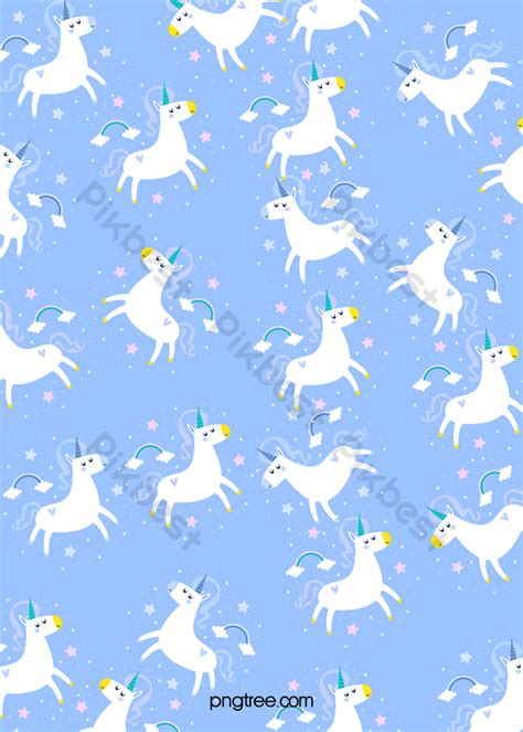 Cute Unicorn Cartoon Blue Background | PSD Free Download - Pikbest