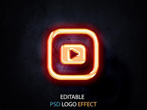 Premium PSD | 3d_youtube_glowing_logo_mockup