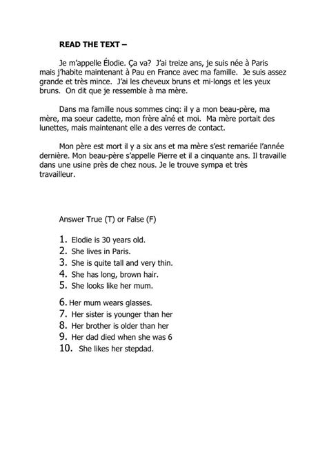 read family relationships online exercise for | Live Worksheets