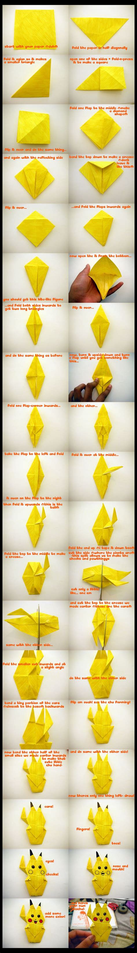 How To: Make An Origami Pikachu | Pokemon craft, Origami easy, Origami