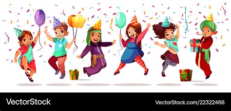 Children nationalities birthday celebration Vector Image