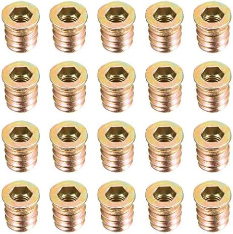 sourcing map Wood Furniture M10x30mm Threaded Insert Nuts Interface Hex Socket Drive 5pcs ...