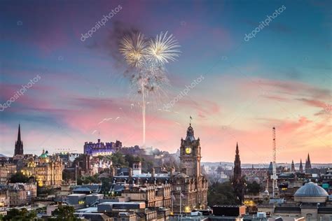 Fireworks over Edinburgh Castle at sunset — Stock Photo © Shaiith79 #12306228