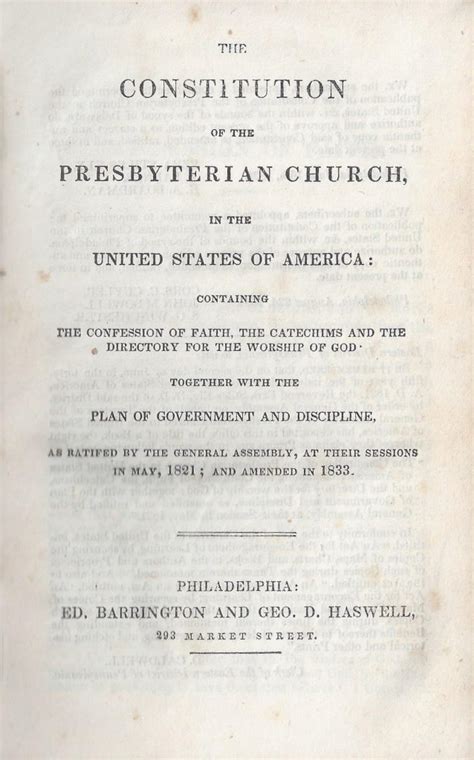 History of Membership Vows, Presbyterian Church in America – Presbyterians of the Past