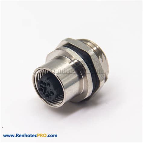 M12 Connector 5 Pin Female C Code Waterproof Thread Panel Mount - Renhotecpro.com