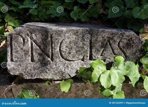 Ancient Stone with Inscription Stock Image - Image of symbol, letter: 30126299