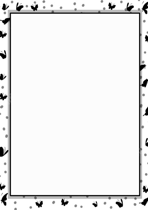 Simplified Cartoon Of Original Black And White Silhouette Border With A Butterfly Wave Page ...