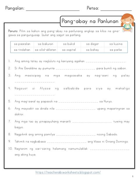 Pang Abay Na Pamaraan Worksheet For Grade 1 | CLOOBX HOT GIRL