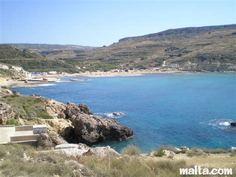 Gnejna Bay, Sandy Beach and Limestone Cliffs