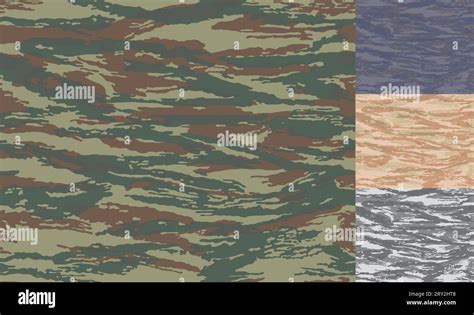 Woodland greek lizard camouflage. Seamless pattern. Navy, desert and ...