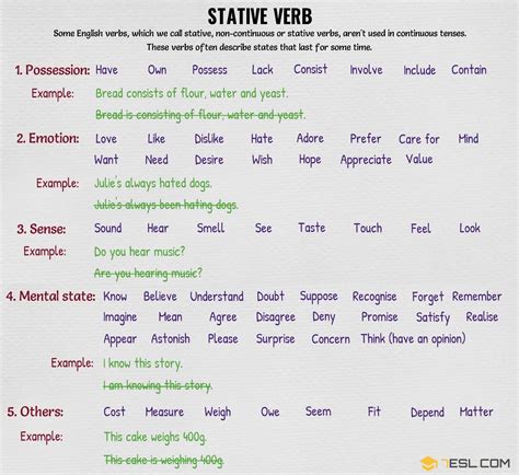 Stative Verb: Definition, List and Examples of Stative Verbs