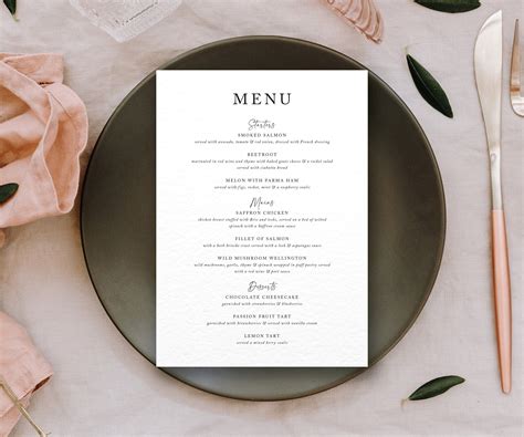 Wedding Menu Simple Wedding Menu Wedding Dinner Menu | Etsy