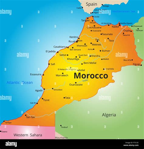 Carte des couleurs de pays Maroc Image Vectorielle Stock - Alamy