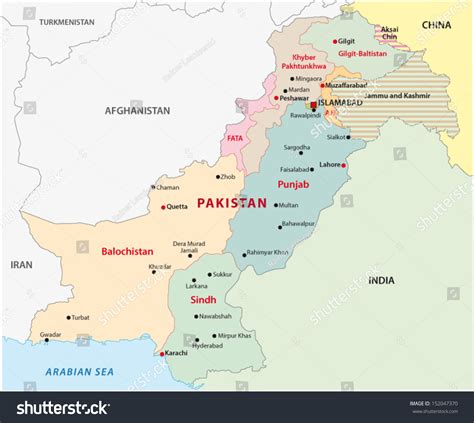 Pakistan Administrative Map Stock Vector (Royalty Free) 152047370 ...