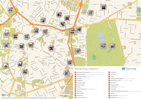 Madrid tourist attractions map - Madrid top attractions map (Spain)