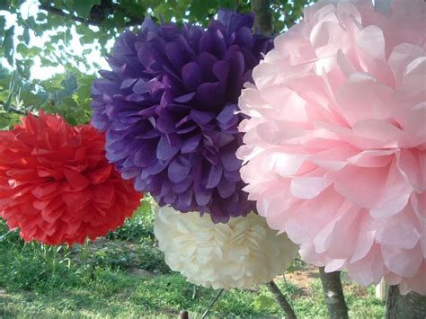 10 Tissue Paper Pom Poms, Wedding Decorations, Bridal Shower, Rehearsal, Party Decorations ...