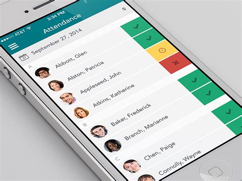 Attendance page - app concept by Sam Dailey on Dribbble