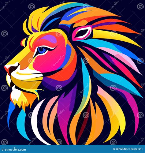 Lion Colorful Head Logo Template Design Vector Icon Stock Illustration - Illustration of ...
