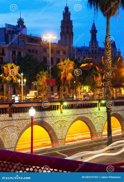 Night View of Barcelona. Catalonia, Spain Stock Image - Image of ...