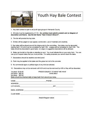 Fillable Online Youth Hay Bale Contest - hernandofairgrounds.com Fax Email Print - pdfFiller