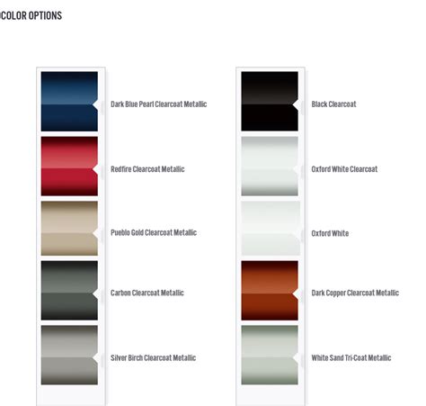 2022 Ford Explorer Color Chart