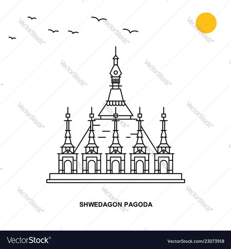 Shwedagon pagoda monument world travel natural Vector Image