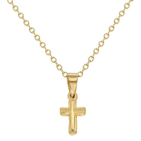 14k Gold Plated Religious Small Cross Pendant Necklace Babies Kids 16 ...