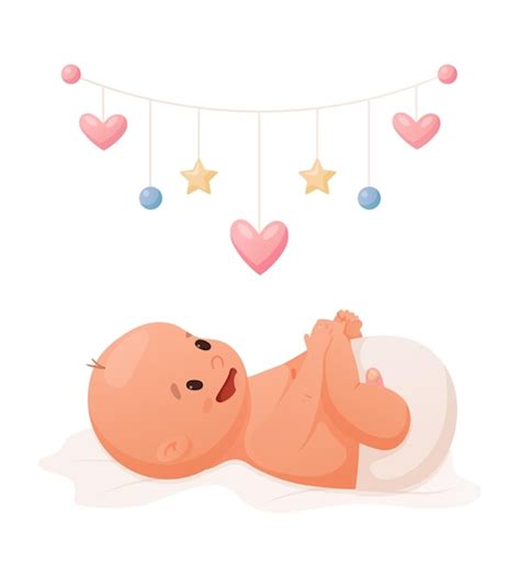 Premium Vector | Vector isolated illustration of a newborn baby lying ...