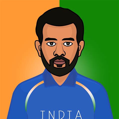 Vector Cartoon Illustration Indian Cricketer Rohit Sharma Wearing Blue Jersey Stock Vector By ...