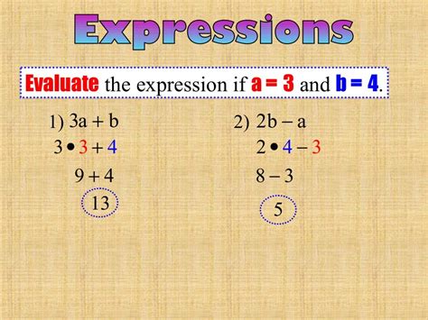 Evaluating Algebraic Expressions