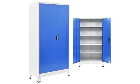 armoire de bureau métal 90 x 40 x 180 cm gris et bleu - Achat/Vente amoire de bureau pas cher ...