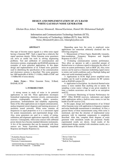 (PDF) Design and implementation of an X-band white Gaussian noise generator