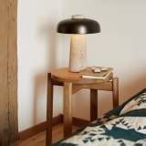 Wabi-Sabi Dimmable Travertine Mushroom Table Lamp Bedroom Bedside Lamp-labpiecesign