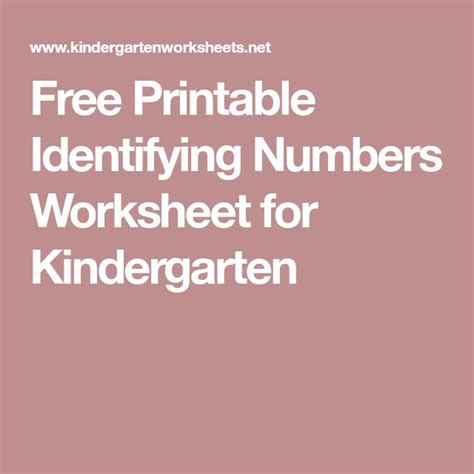 Free Printable Identifying Numbers Worksheet for Kindergarten | Handwriting worksheets for ...