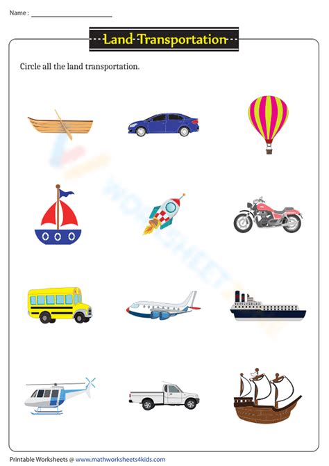 Land Transportation Worksheet