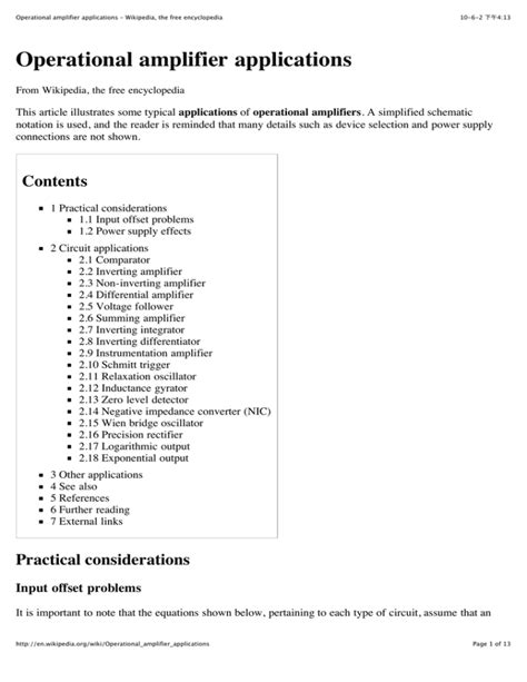 Operational amplifier applications