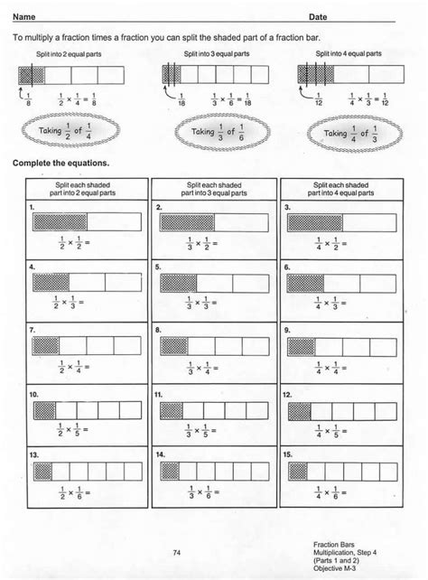 Fraction Bars Sample Worksheets - Multiplication | Letter recognition ...