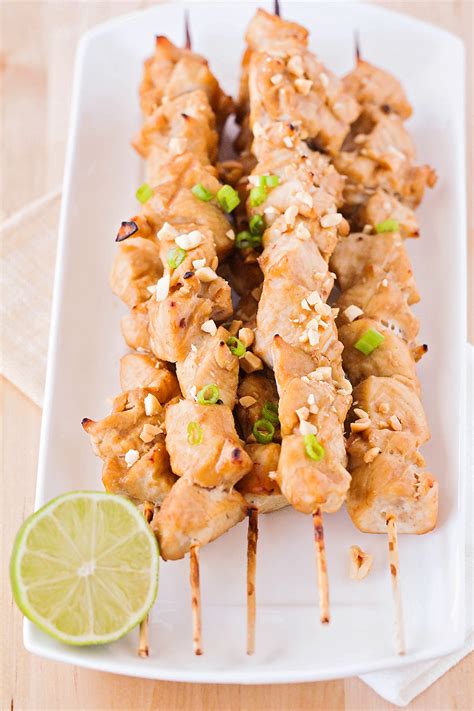 Thai Peanut Chicken Skewers - The Baker Upstairs